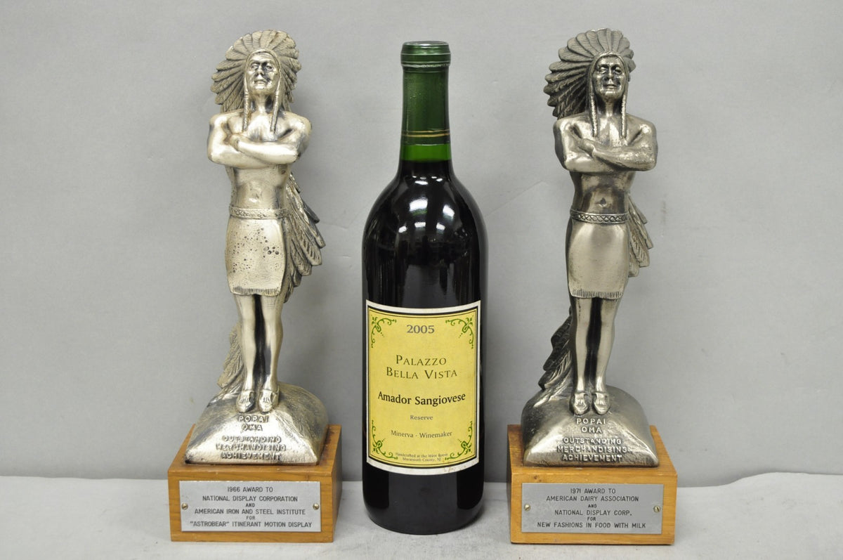 Vintage 1970s POPAI OMA Store Display Award Trophy Native American Chief Figure