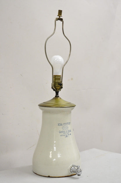 Antique Gordley & Hayes Salt Glazed Stoneware Lemonade Dispenser Table Lamp