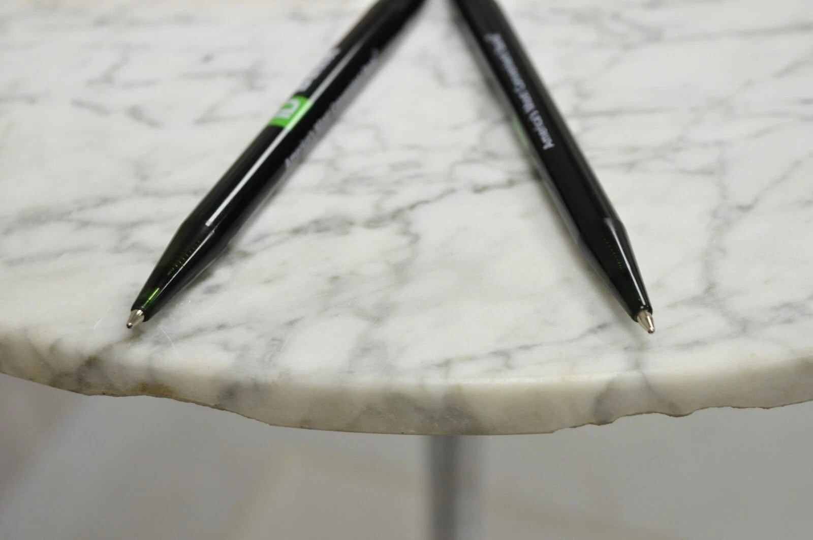 Mid Century Modern Hugh Acton Round Marble Top Chrome Lollipop Drinks Side Table