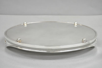 Antique English Sheffield Edwardian Silver Plated Oval 16" Bar Tray w/ Gallery