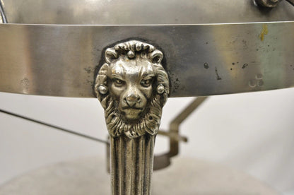 Vintage Regency Silver Plated Steel Round Catering Serving Chafing Dish w/ Lions