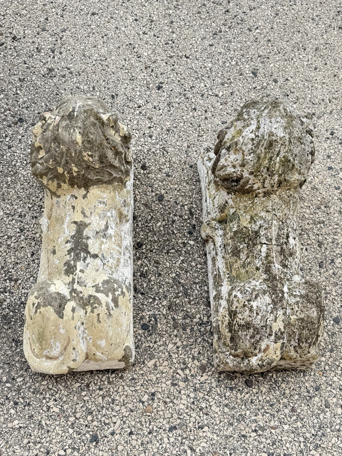 Vintage Classical Style Cast Cement Concrete Guardian Entry Lions - Pair