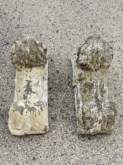 Vintage Classical Style Cast Cement Concrete Guardian Entry Lions - Pair