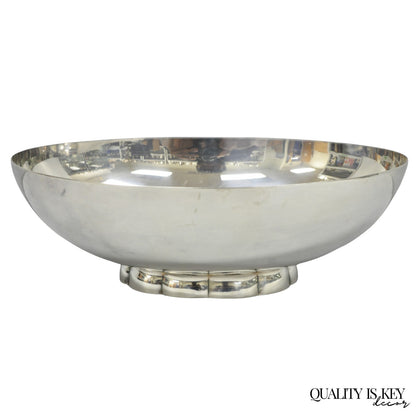 Vintage Poole 811 Modern Silver Plated Scalloped Footed Oval Serving Fruit Bowl