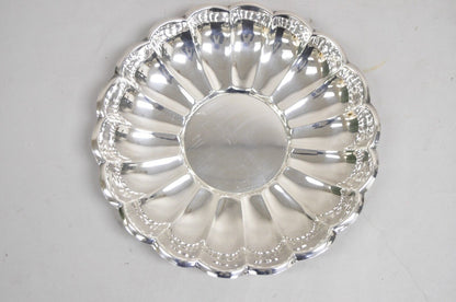 Vintage Modernist 13" Round Silver Plated Scalloped Edge Centerpiece Fruit Bowl