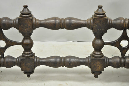 Vintage Gothic Renaissance Wooden Fretwork Rectangular Glass Top Coffee Table