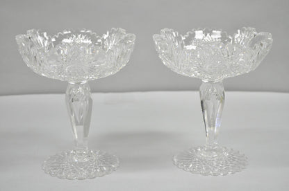 Antique Brilliant Cut Crystal Glass Candy Compote Pedestal Nut Dish - a Pair