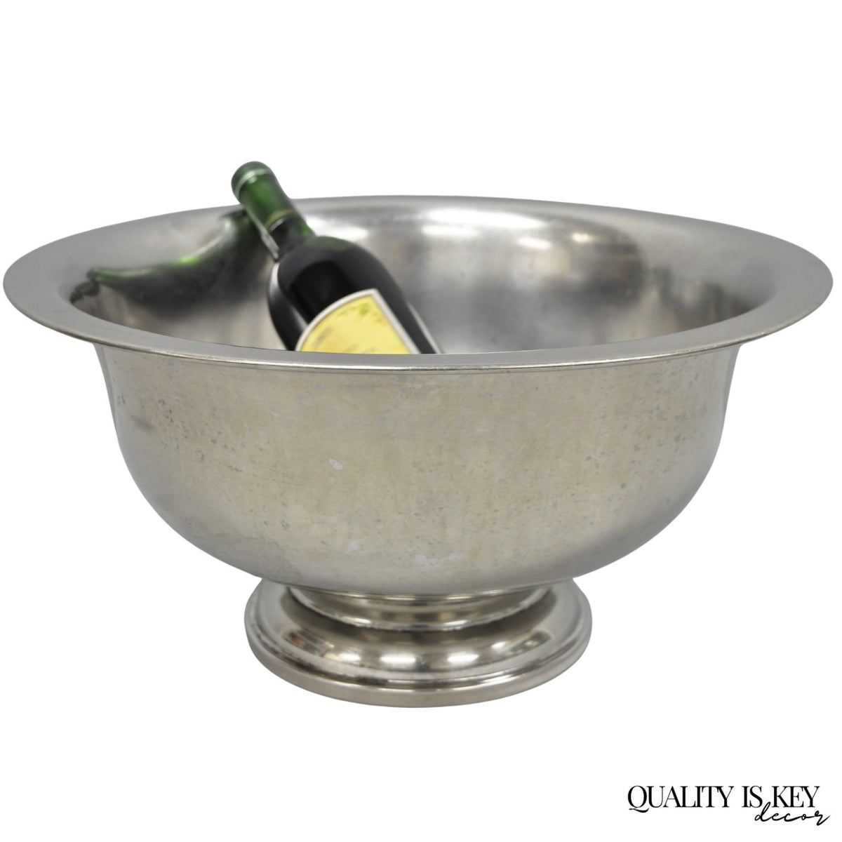 Vintage Modern Stainless Steel Metal Punchbowl Champagne Wine Chiller Ice Bucket