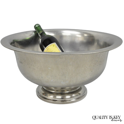 Vintage Modern Stainless Steel Metal Punchbowl Champagne Wine Chiller Ice Bucket