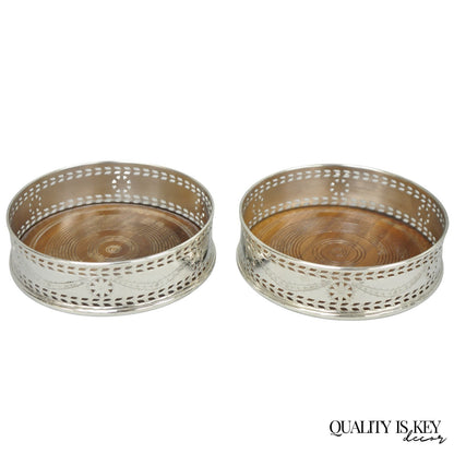 Vintage Stieff Smithsonian Silver Plated Presidential Wine Bottle Coaster - Pair