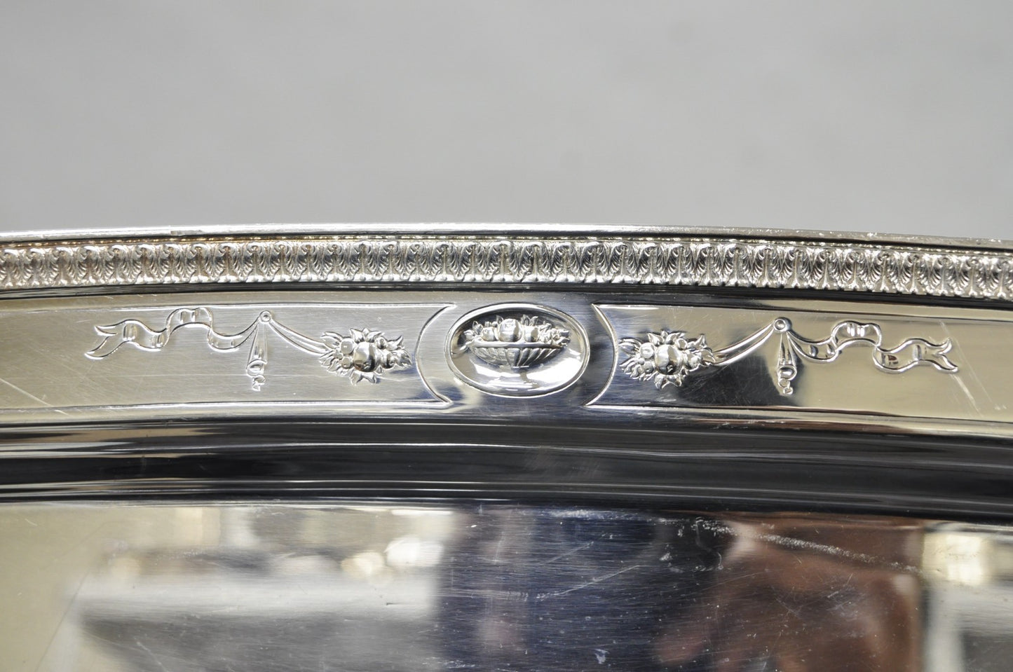 Antique Reed & Barton 04072 English Edwardian Silver Plater Serving Platter Tray