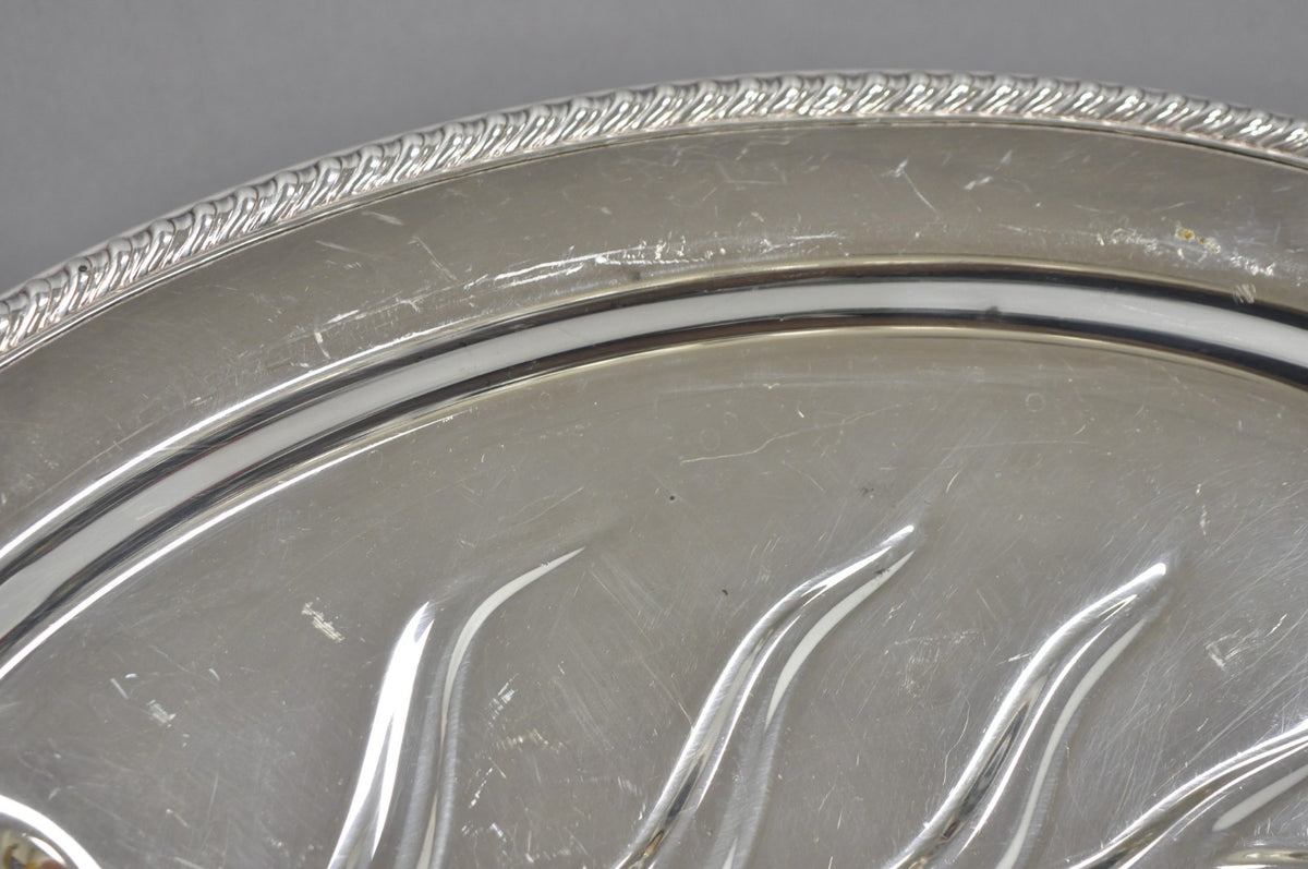 Vintage W.M. Rogers 810 Regency Silver Plated Oval Meat Cutlery Serving Platter