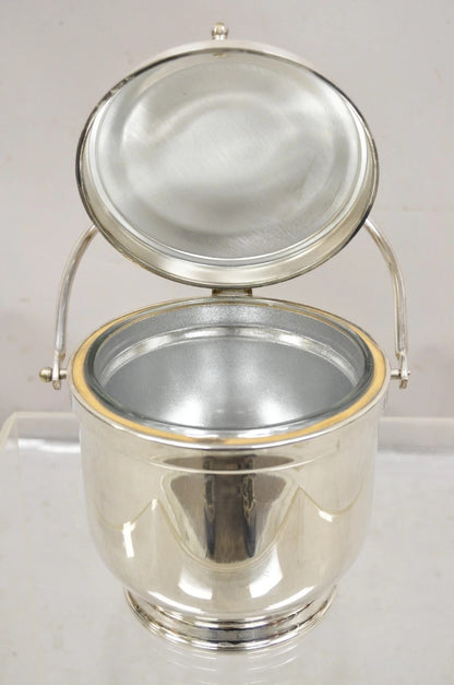 Vintage Wallace Mid Century Modern Silver Plated Glass Lined Hinged Ice Bucket