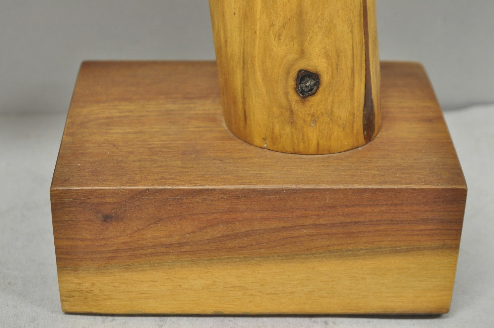 Vintage Mid Century Modern 19" Male Nude Abstract Solid Carved Wood Sculpture