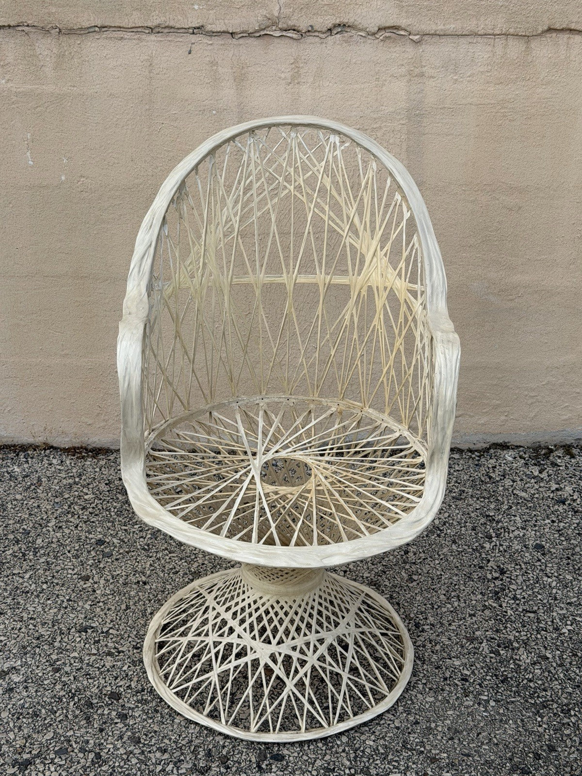 Vintage Russell Woodard Mid Century Spun Fiberglass Pedestal Base Arm Chair Pair