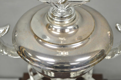 Vintage 1970s Silver Metal & Wood Figural Golf Trophy Award Cup John Sanzari