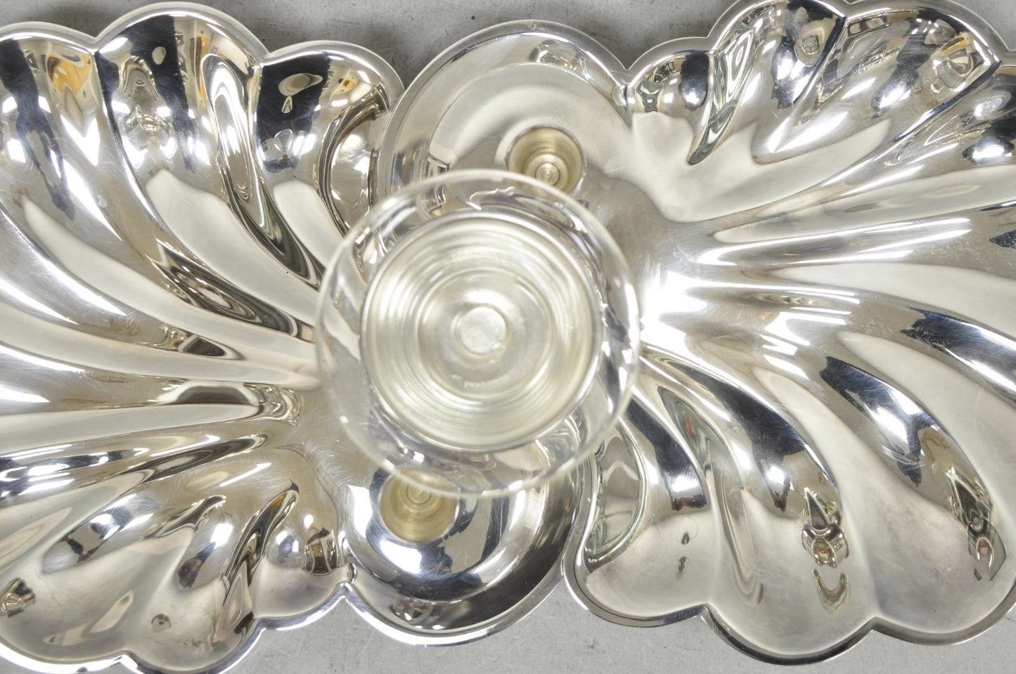 Vintage Sheffield Silver Plated Clam Shell Shrimp Cocktail Serving Platter Tray