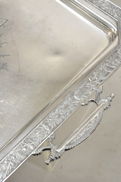 Antique Wilcox Victorian Aesthetic Movement Silver Plated Serving Platter Tray