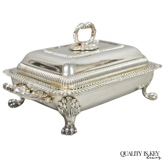 Antique English Regency Georgian Silver Plated Covered Chafing Serving Dish