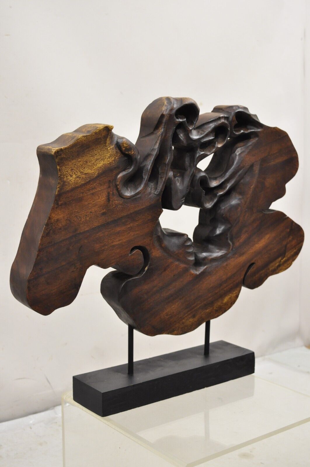 Organic Abstract Carved Teak Wood Large  Modernist Table Sculpture