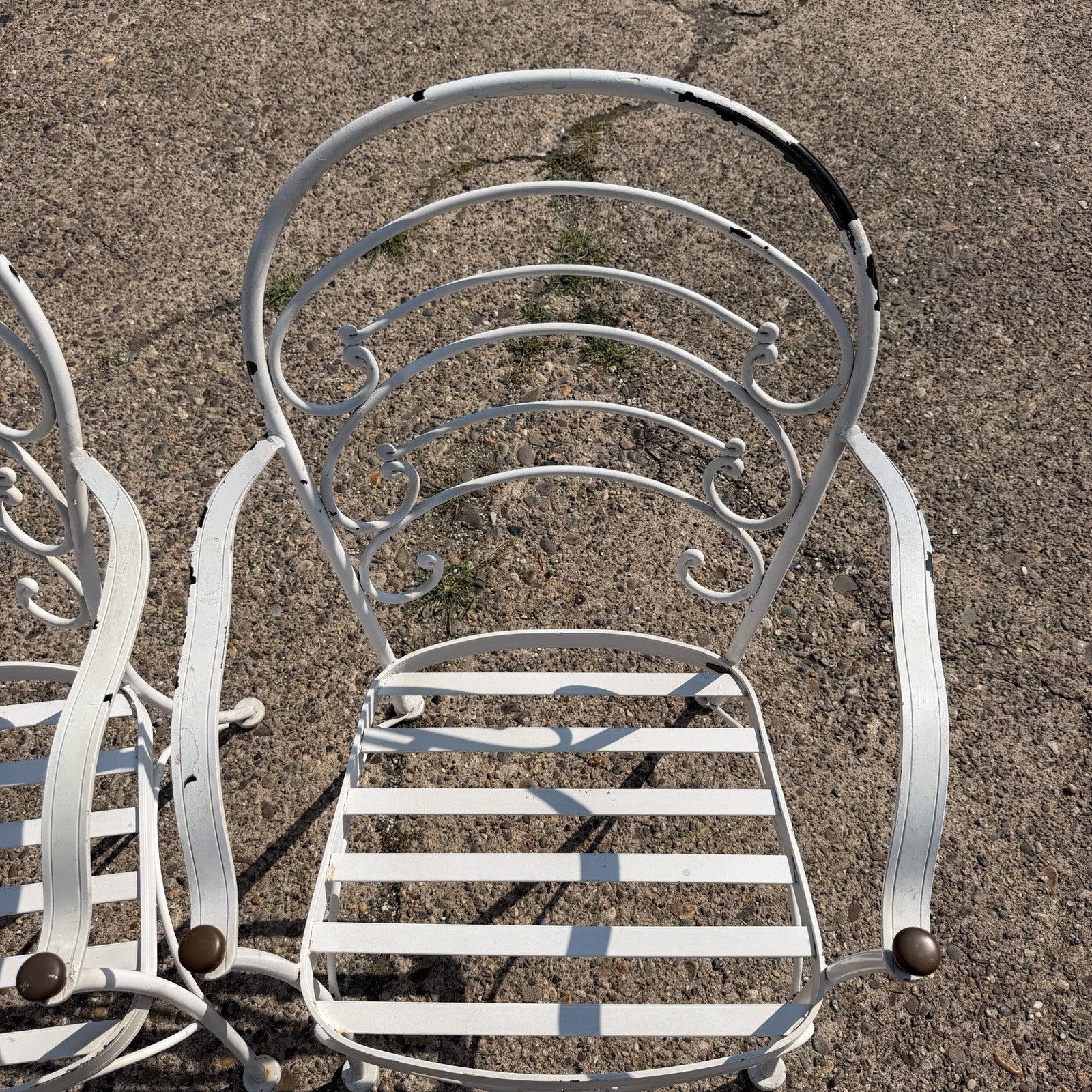 Wrought Iron Scrolling Patio Dining Arm Chairs by Crown Leisure - Set of 4