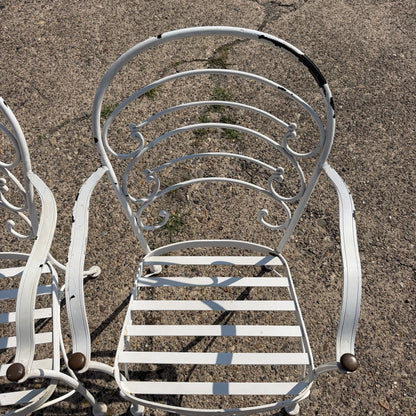 Wrought Iron Scrolling Patio Dining Arm Chairs by Crown Leisure - Set of 4