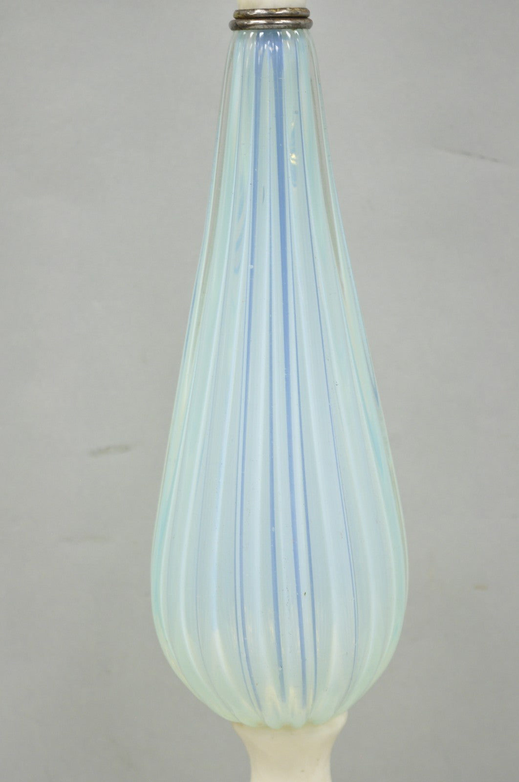 Vintage Murano Italian Mid Century Modern Blue Blown Glass Marble Table Lamp
