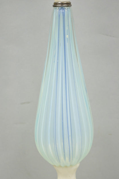 Vintage Murano Italian Mid Century Modern Blue Blown Glass Marble Table Lamp