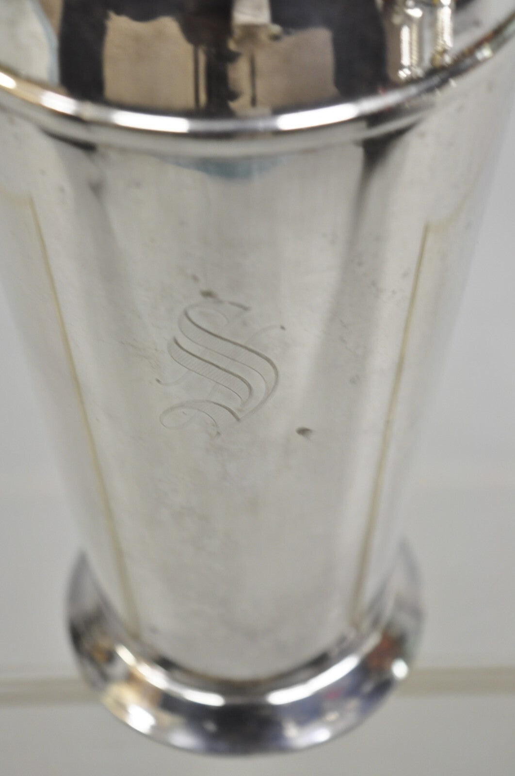 Bernard Rices Sons Art Deco Silver Plated Martini Cocktail Shaker "S" Monogram