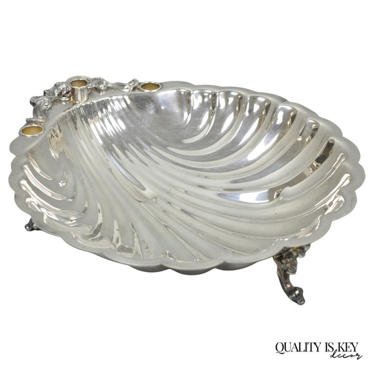 Vintage Sheffield Silver Co. Clam Shell Silver Plated Footed Serving Dish