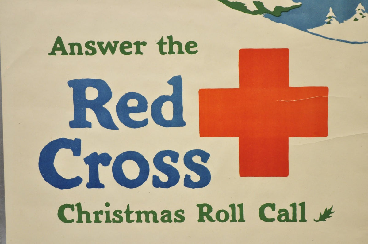 Original Vintage 1918 WWI Poster 'Red Cross Christmas Roll Call' Ray Greenleaf