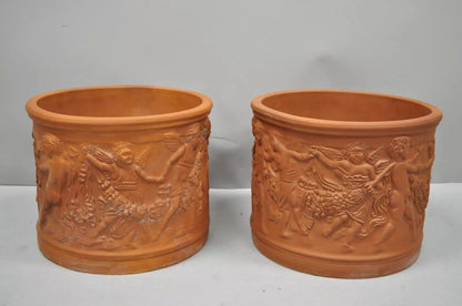 Large Italian Bitossi Red Terracotta Cherub Putti Garden Planter Flower Pot