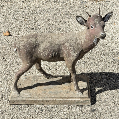 Vintage French Standing Deer Small 19" Cement Concrete Stone Garden Statue