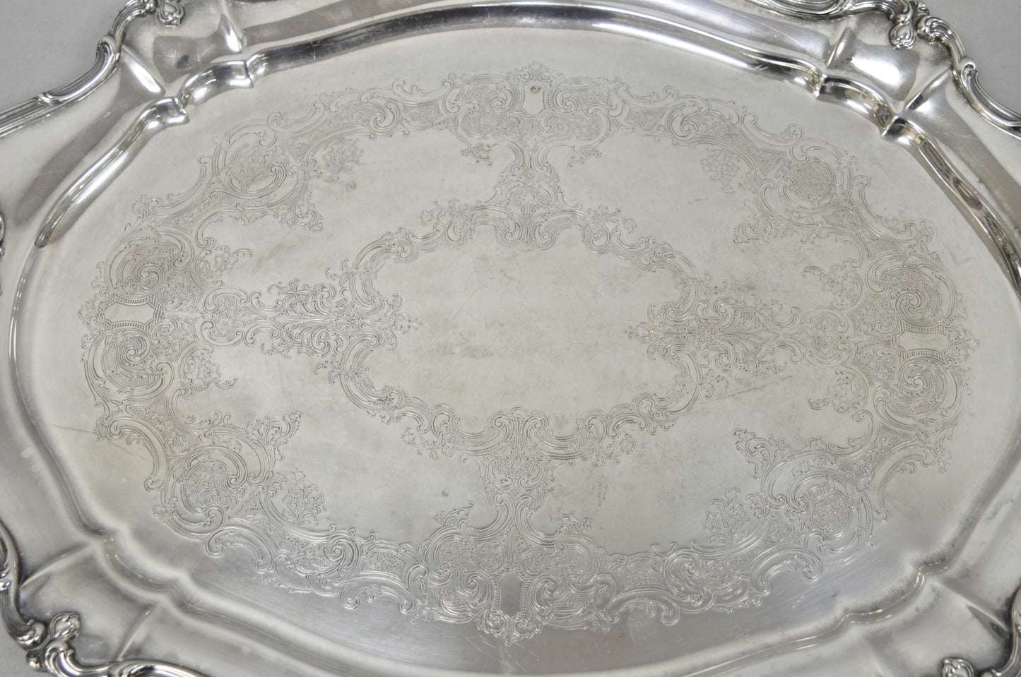 Antique Gorham Silver Plated Victorian Oval Butlers Serving Platter Bar Tray