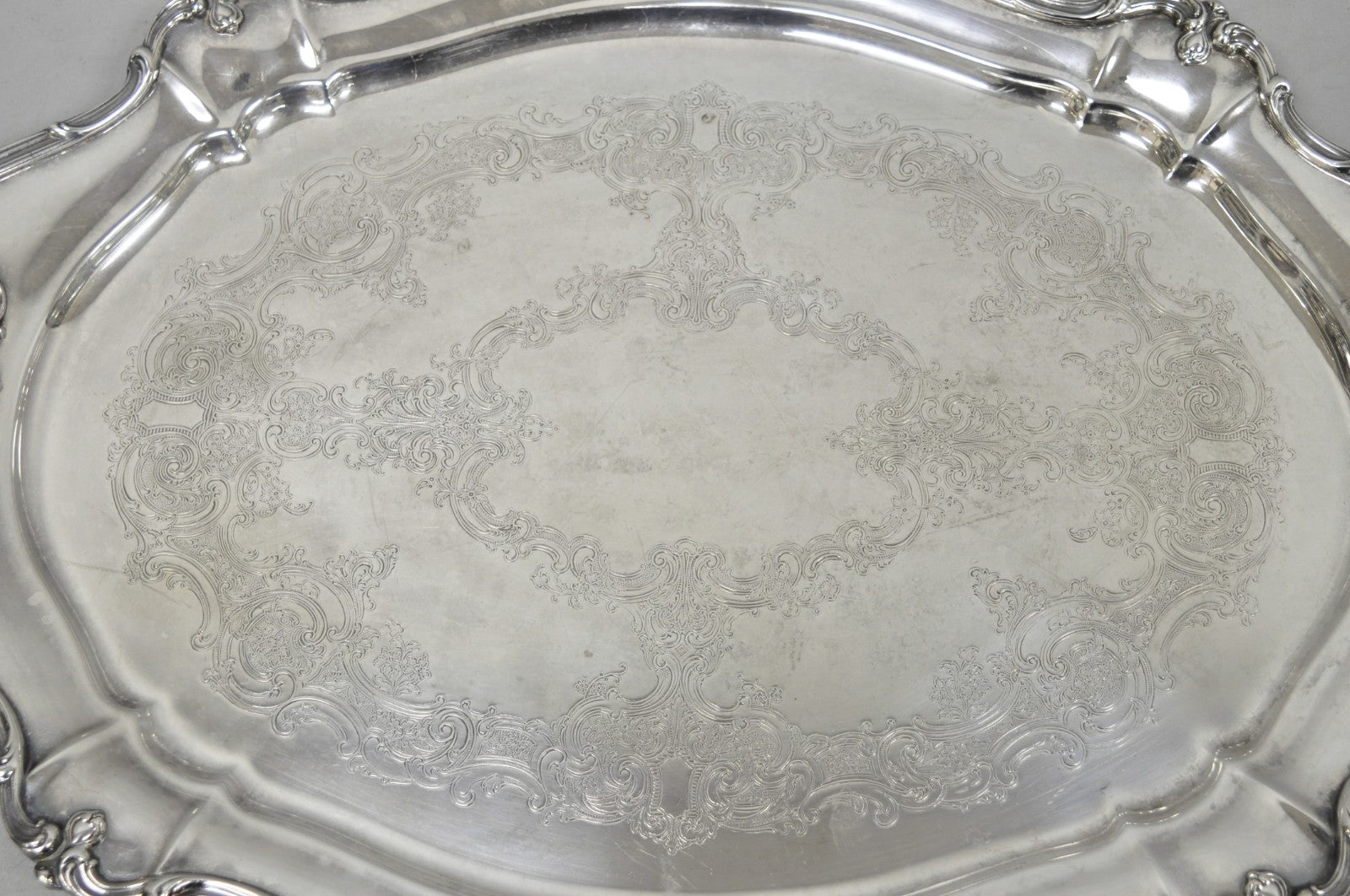 Antique Gorham Silver Plated Victorian Oval Butlers Serving Platter Bar Tray