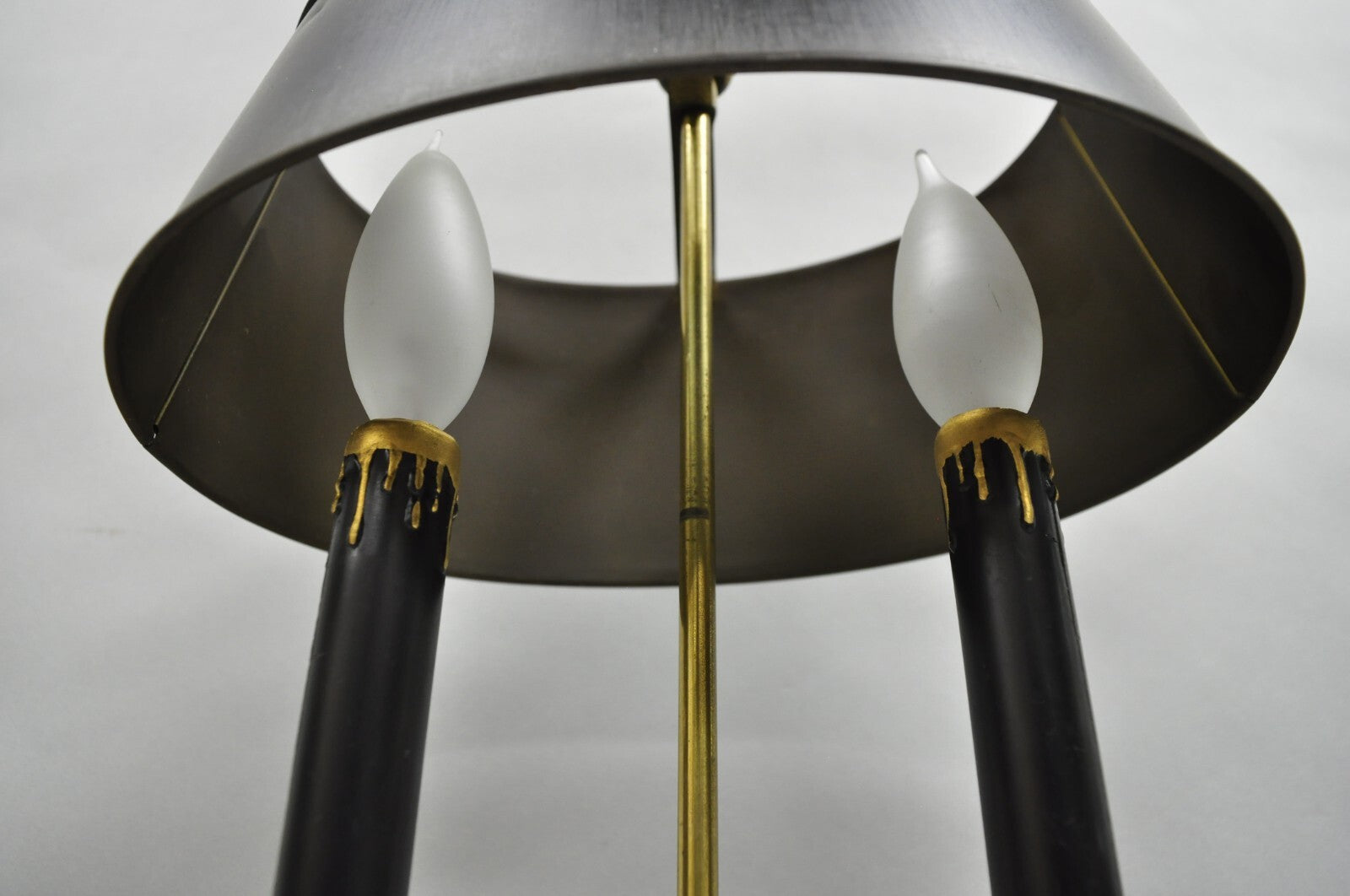 Vintage French Empire Tole Metal Oval Shade Small Brass Bouillotte Desk Lamp