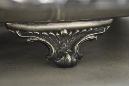 Vintage Poole 400 Lancaster Rose Silver Plated Bar Serving Platter Tray on Feet