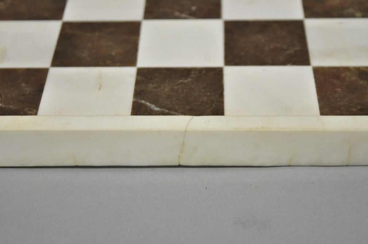 Vintage Mid Century Modern Mosaic Brown Marble Stone Chess Game Checkerboard