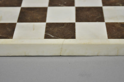 Vintage Mid Century Modern Mosaic Brown Marble Stone Chess Game Checkerboard