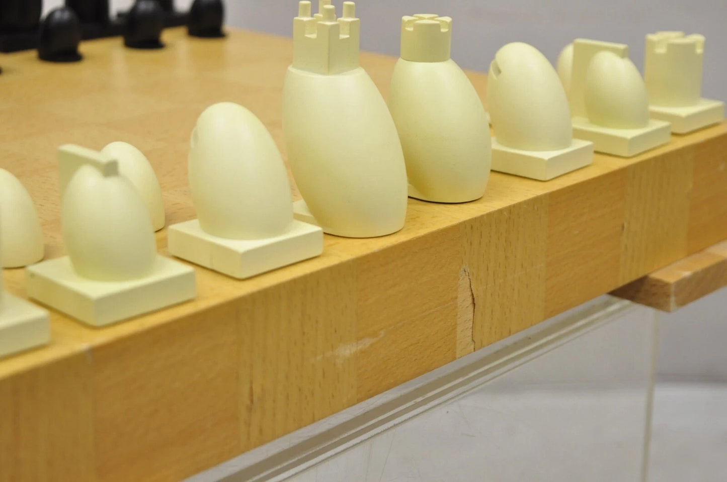 1990s Michael Graves Postmodern Chess & Checkers Set Maple Wood Modern Board