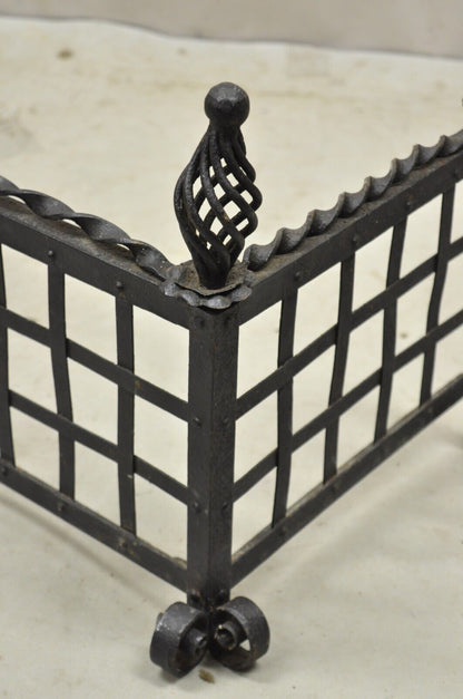 Antique Gothic Wrought Iron Spiral Twist 56" Fireplace Mantel Fender Surround