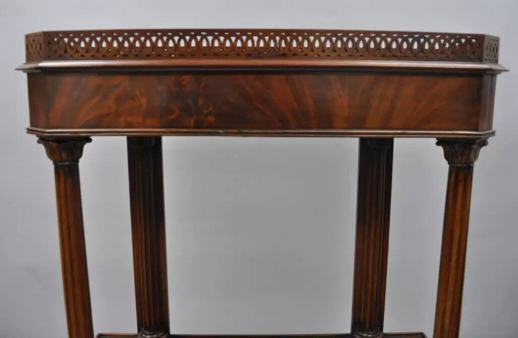 Regency Horner Style Carved Mahogany Griffin Bookcase Curio Stands - a Pair