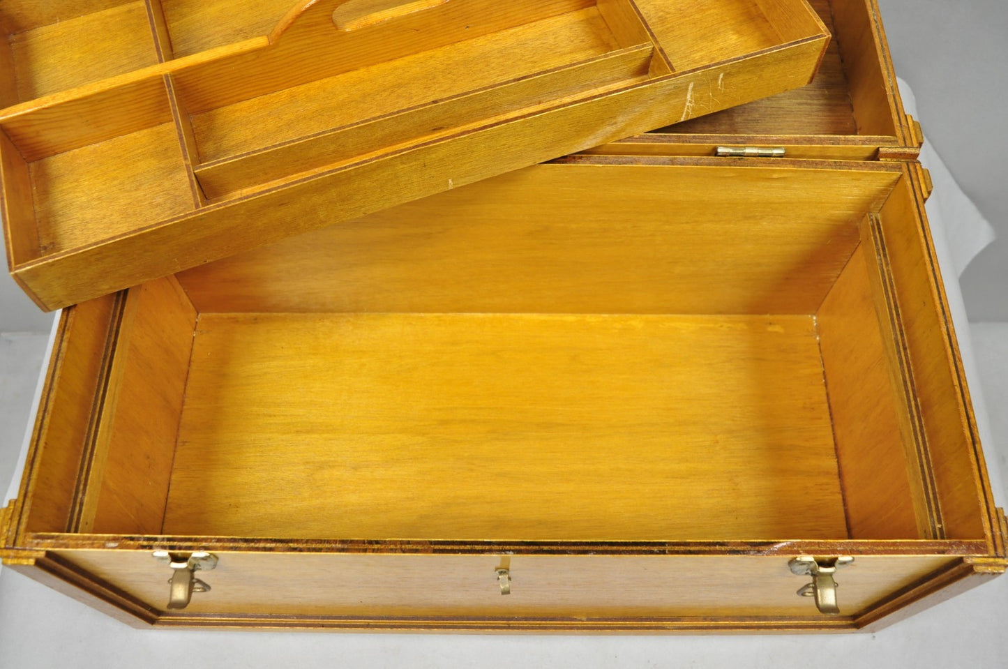 Vintage Arts & Crafts Custom Handmade Large Wooden Tool Chest Tool Box