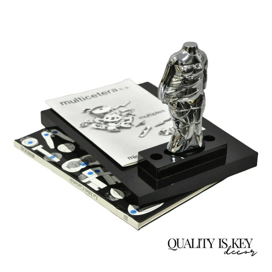 Miguel Berrocal La Mini Cariatide Nickel Plated Puzzle Sculpture w/ Box and Book