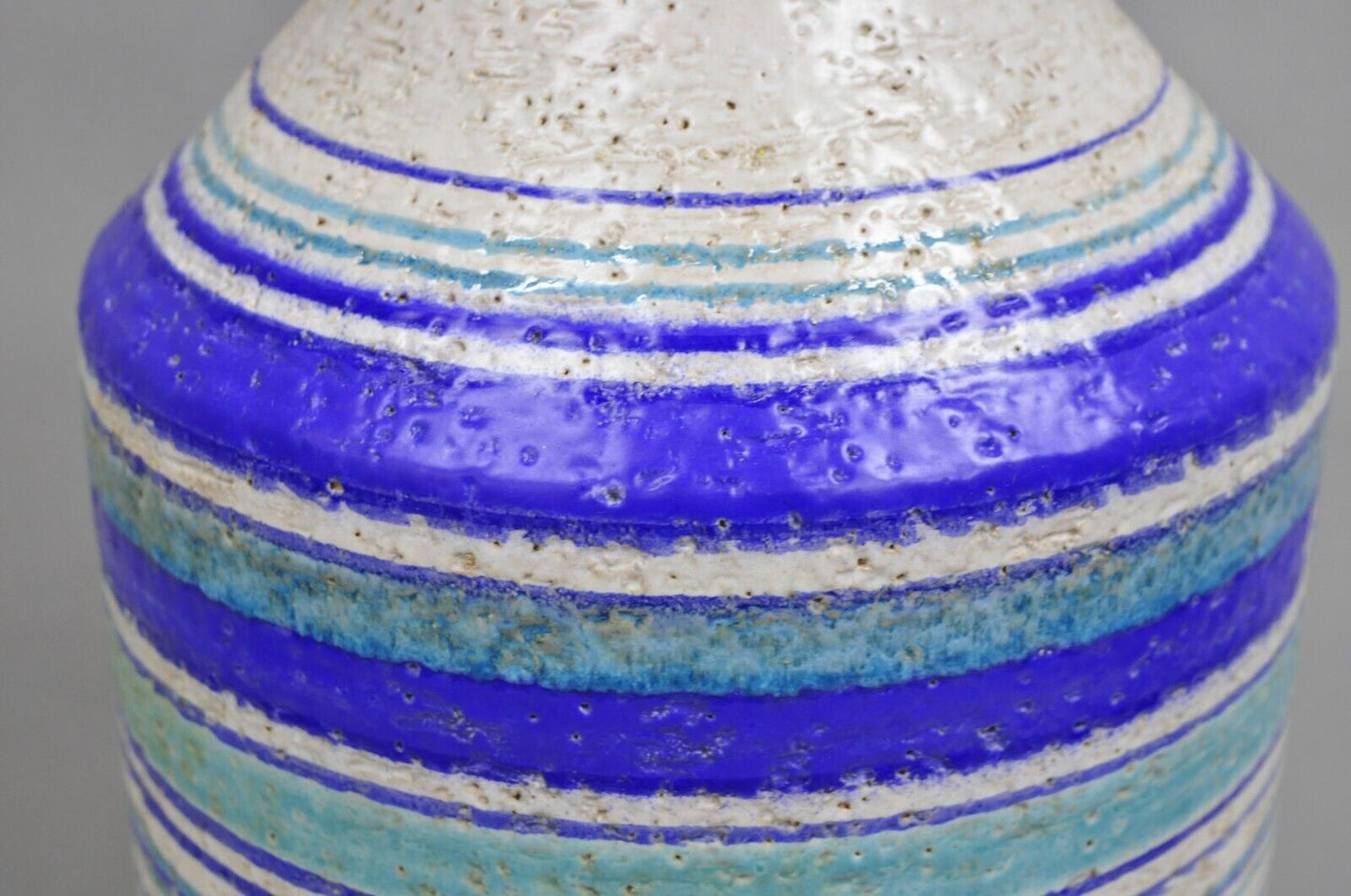 Aldo Londi Bitossi Italian Mid Century Modern Blue Ceramic Glazed Table Lamp