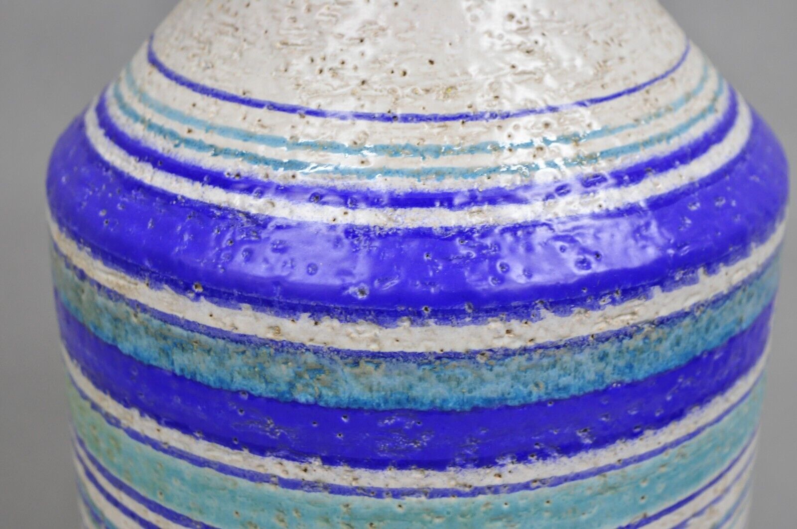 Aldo Londi Bitossi Italian Mid Century Modern Blue Ceramic Glazed Table Lamp