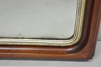 Antique American Empire Arched Mahogany Wood Frame Looking Glass Wall Mirror