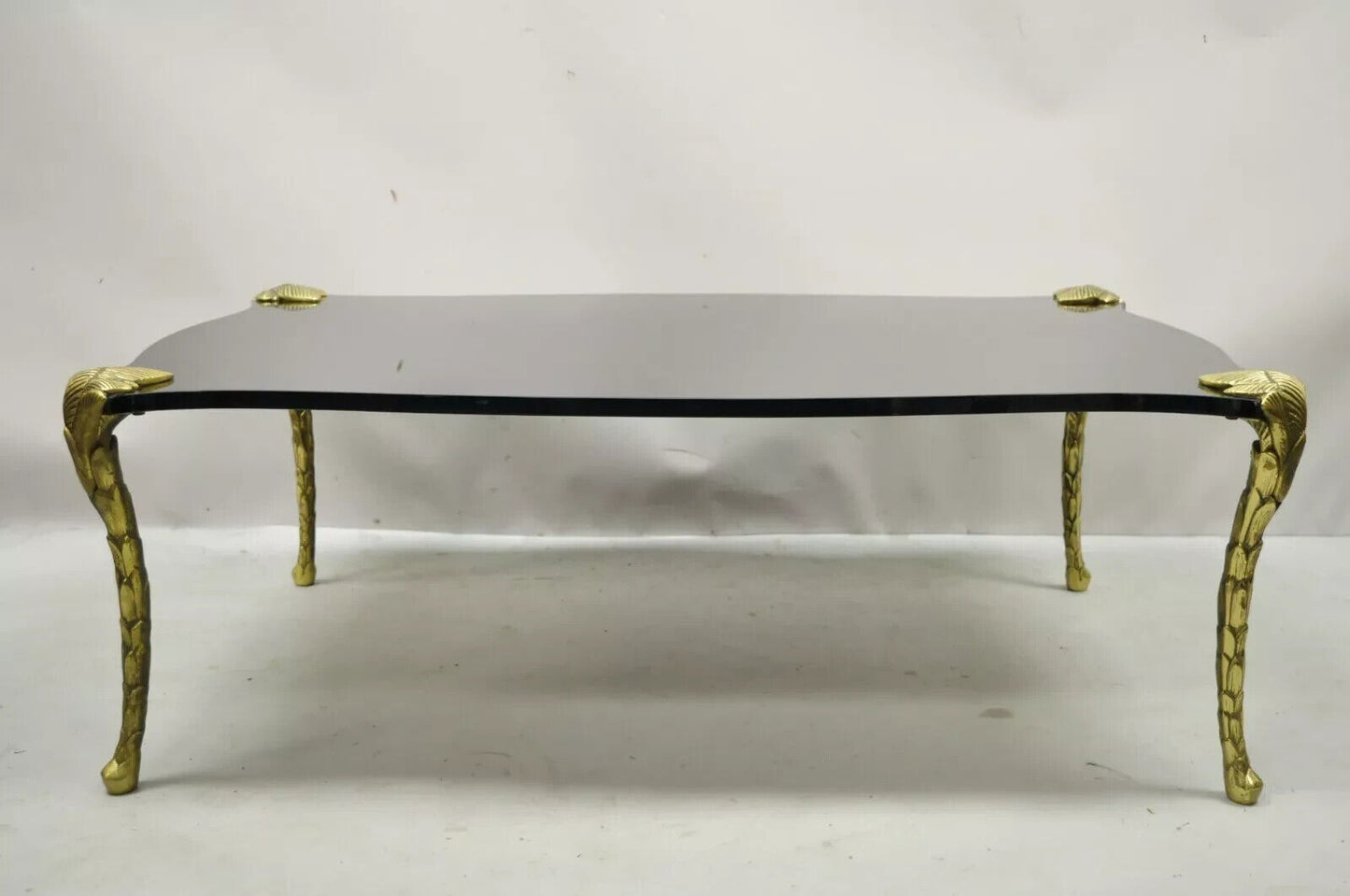 French Hollywood Regency Maison Bagues Bronze Acanthus Faux Bois Coffee Table
