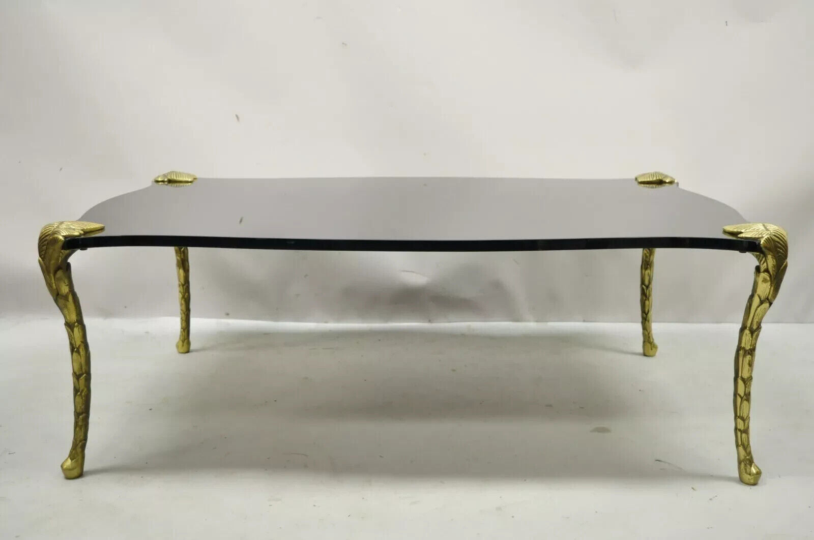 French Hollywood Regency Maison Bagues Bronze Acanthus Faux Bois Coffee Table
