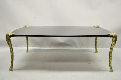 French Hollywood Regency Maison Bagues Bronze Acanthus Faux Bois Coffee Table